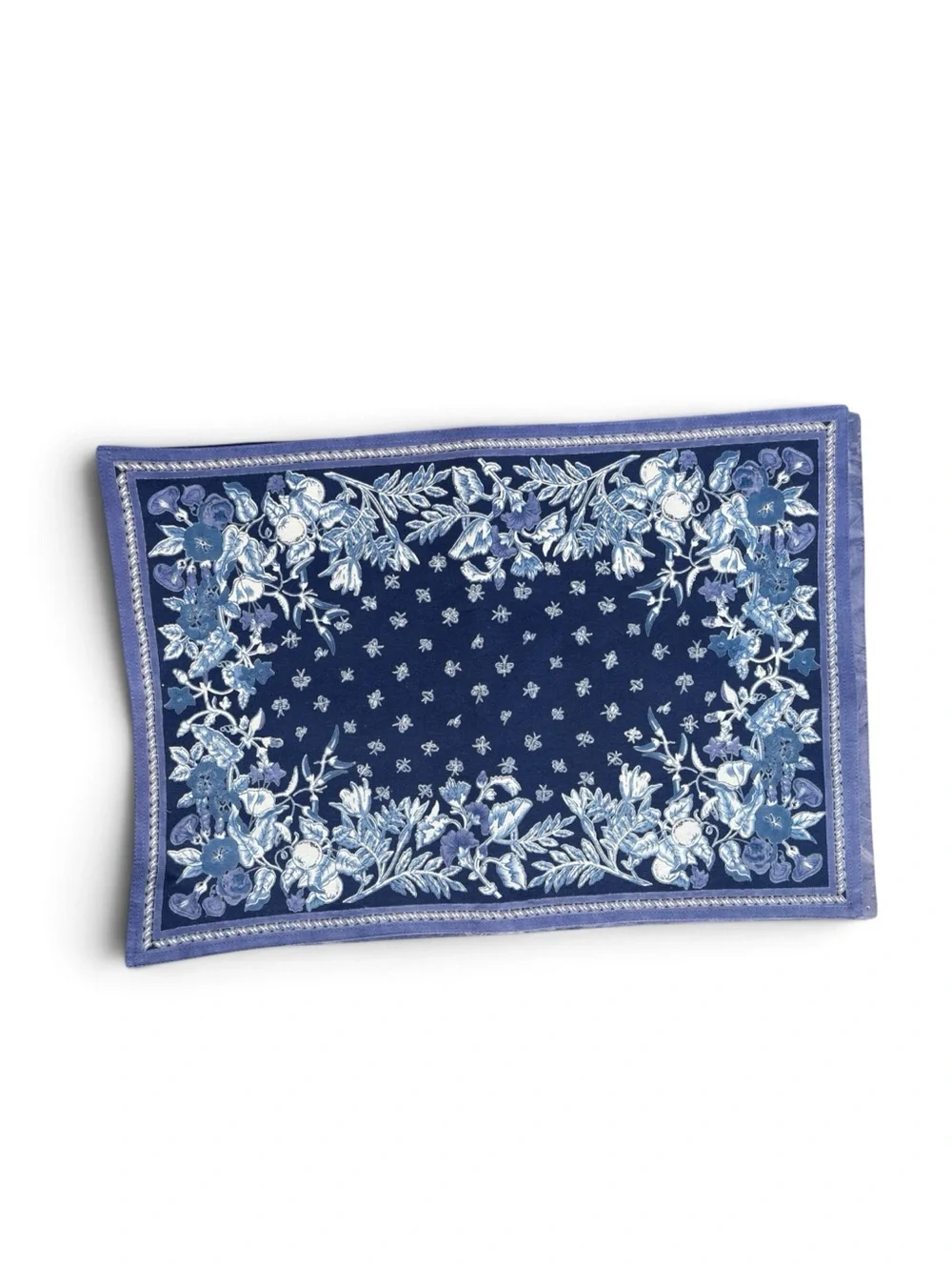 Williams Sonoma Placemats Set 4 Blue Hand Screened NEW